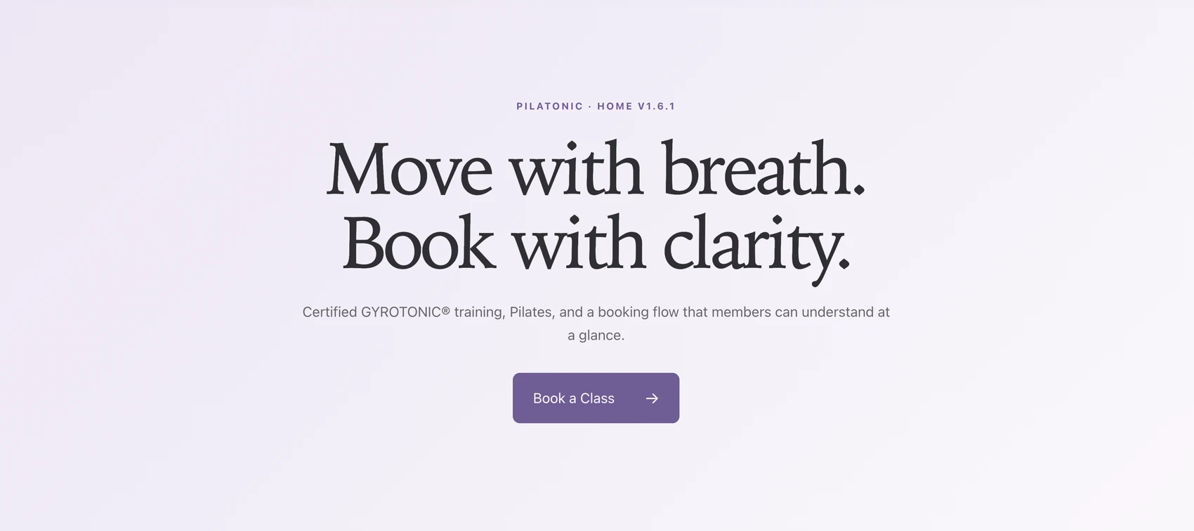 PILATONIC Move with breath, Book with clarity statement